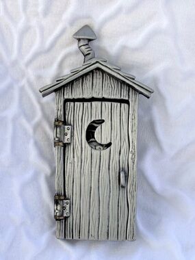 JJ Jonette Pewter Outhouse Brooch Pin